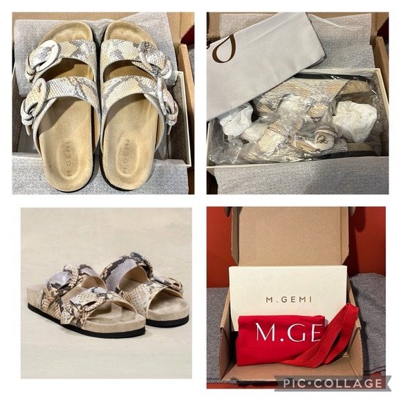 Worn Once M.GEMI SOLD OUT Matilde Slide Sandal Snake Print Sandstone sz 40 - Picture 3 of 6